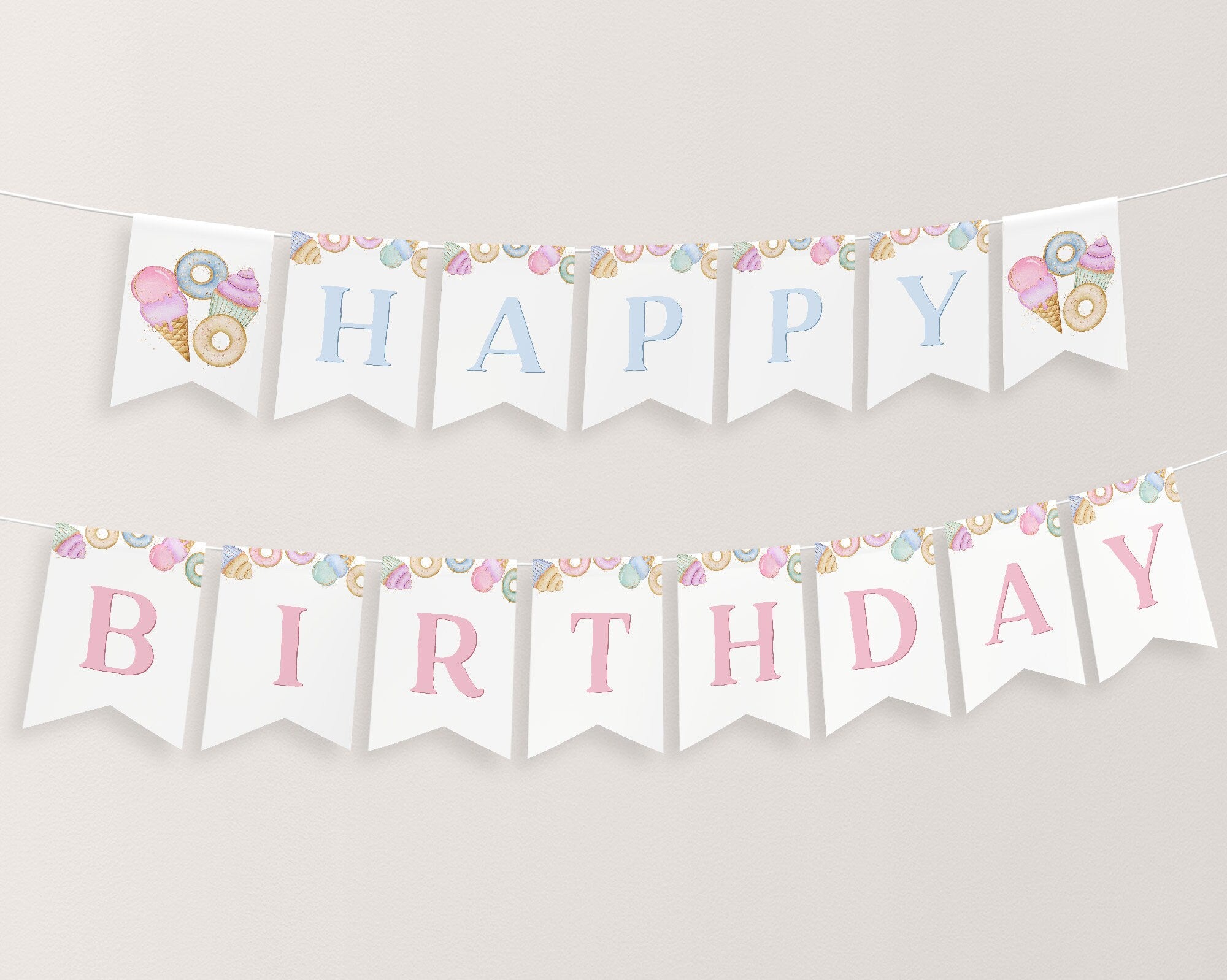 Sweet One Birthday Banner Printable, Happy 1st Birthday Banner, First Birthday Decor, Pastel Party Banner, Girl 1st Birthday Banner Editable