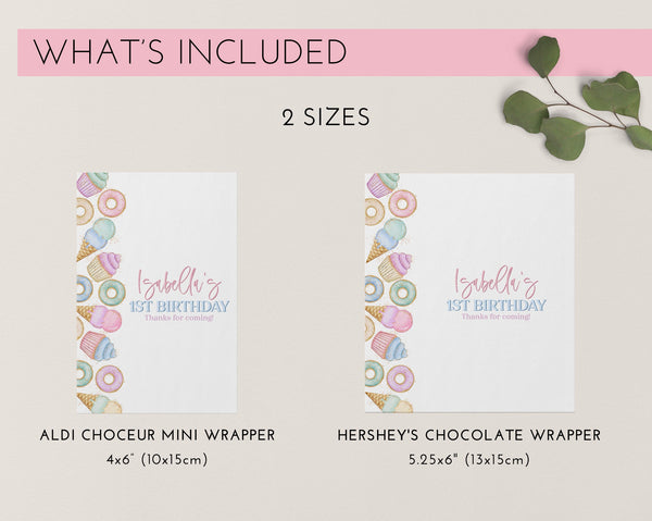 Sweet One Chocolate Bar Wrapper Template, Printable Candy Bar Wrapper, 1st Birthday Candy Bar Wrapper, Birthday Favors, Pastel 1st Birthday
