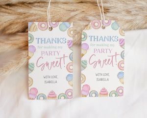Sweet One Favor Tags, Pastel Party Thank You Tags, Candy Party 1st Birthday Gift Tag, Editable Birthday Tag, Printable Gift Tag, Icecream