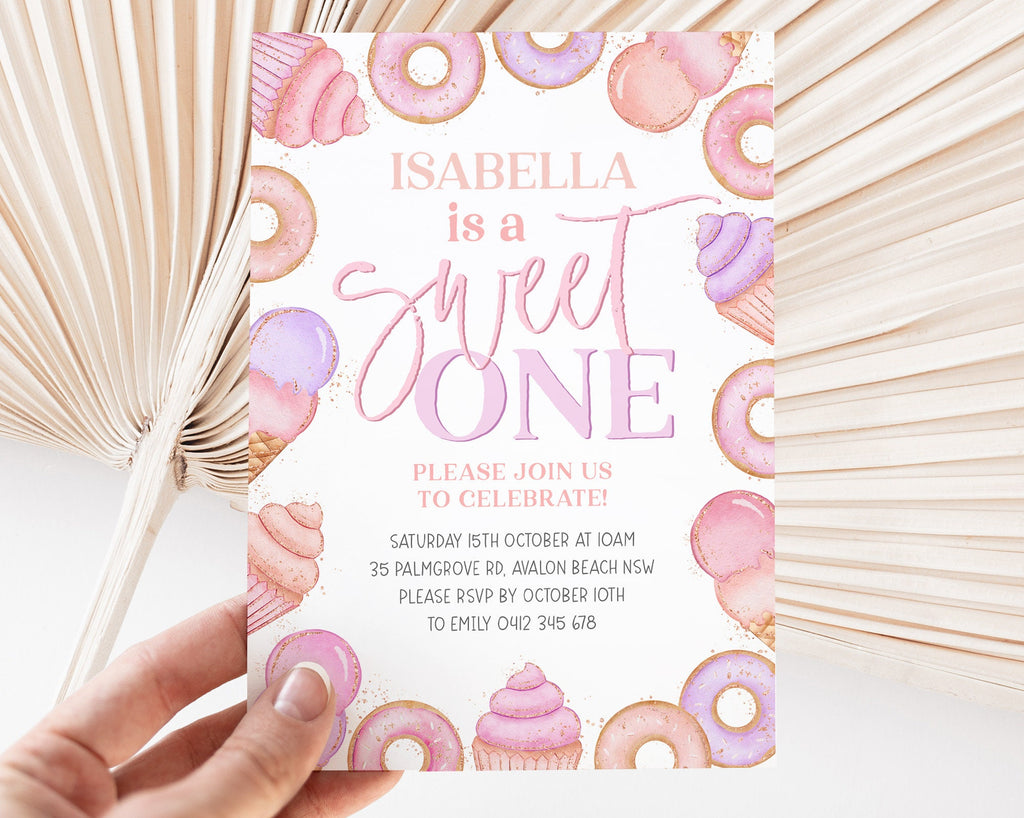 Sweet One Birthday Invitation, Pink Girls 1st Birthday Party, Donut Cu – PaperMinx sweet-one-birthday-invitation-pink-girls-1st-birthday-party-donut-cu-paperminx