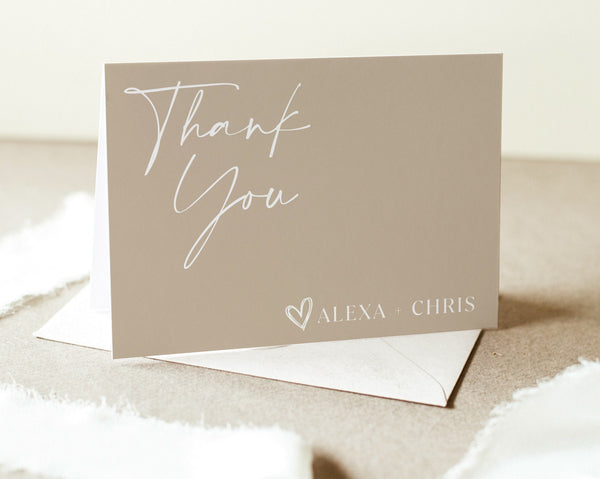 Neutral Thank You Card Template, Printable Thank You Card, Minimal Baby Shower Thank You Card, Beige Baby Shower Thank You Card Neutral