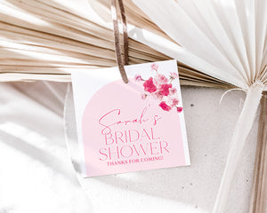 Pink Bridal Shower Favour Tags, Editable Tags, Favor Tags, Favour Tags, Thank You Tag, Gift Tag, Pink Floral Thank You Tags, Flower Tags