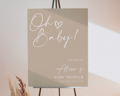 Neutral Welcome Sign Printable, Baby Shower Welcome Sign, Gender Neutral Baby Shower Welcome Sign, Beige Baby Shower Welcome Sign Editable