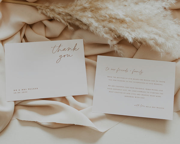 Thank You Card Template, Printable Thank You Card, Instant Download Thank You Cards, Modern Wedding Thank You, Minimalist Wedding, Hadley