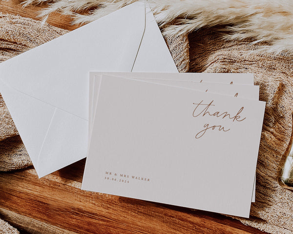 Thank You Card Template, Printable Thank You Card, Instant Download Thank You Cards, Modern Wedding Thank You, Minimalist Wedding, Hadley