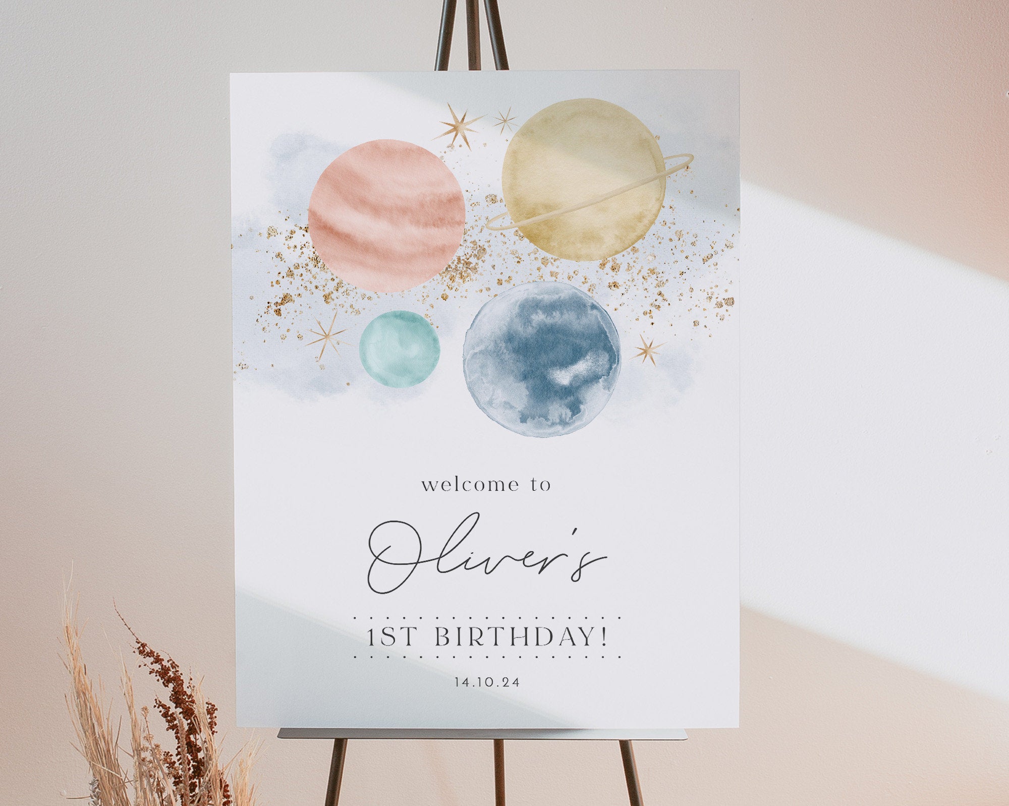 First Trip Around The Sun Welcome Sign, 1st Birthday Welcome Sign, Space First Birthday, Space 1st Birthday, Space Welcome Sign Printable