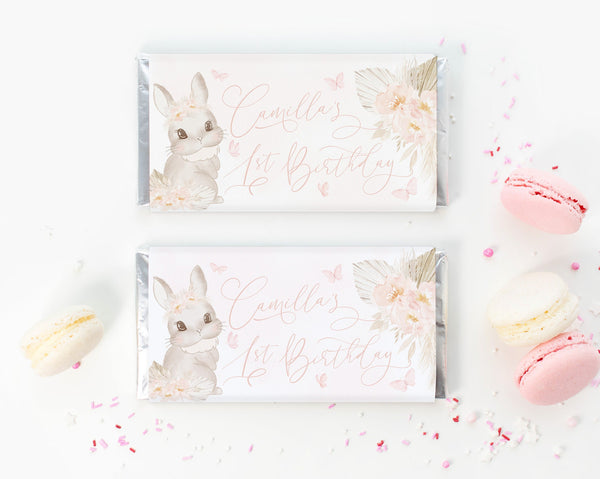 Some Bunny is One Chocolate Bar Wrapper, Printable Candy Bar Wrapper Template, Birthday Chocolate Bar Wrapper, Bunny Birthday Favor Labels