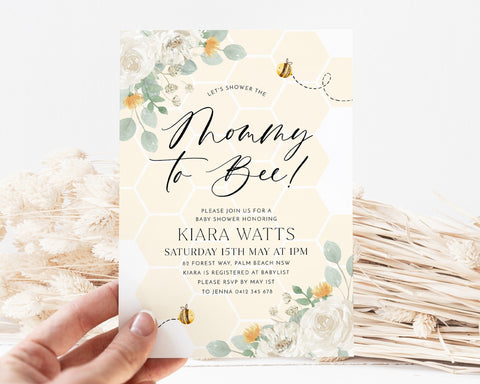 Bee Baby Shower Invitation, Mommy to Bee, Mummy to Bee, Gender Neutral Bee Baby Shower Invite Printable Template Instant Download Invitation
