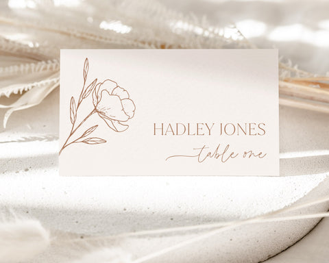 Minimalist Place Cards, Rustic Place Cards, Boho Place Cards, Editable Wedding Escort Cards, Minimal Template, Printable Place Cards, Hadley