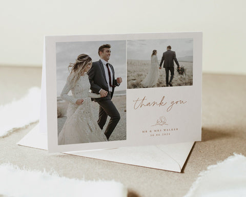 Boho Wedding Photo Thank You, Minimalist Wedding Thank You Card, Photo Thank You Card, Printable Thank You Card, Editable Wedding, Hadley