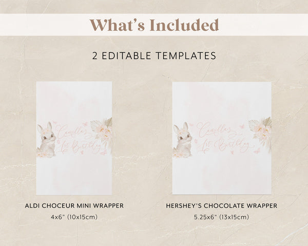 Some Bunny is One Chocolate Bar Wrapper, Printable Candy Bar Wrapper Template, Birthday Chocolate Bar Wrapper, Bunny Birthday Favor Labels