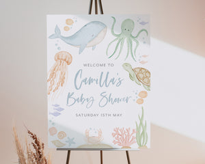 Under the Sea Welcome Sign Printable, Ocean Animals Baby Shower Welcome Sign, Sea Animals Baby Shower Welcome Sign, Boy Baby Shower Welcome
