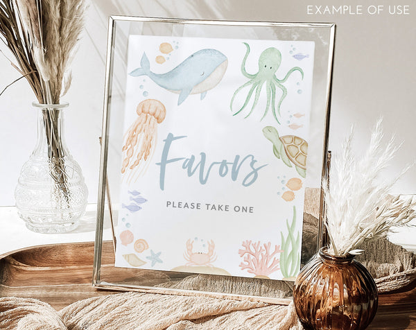 Under the Sea Baby Shower Signs, Baby Shower Editable Sign 8x10 Custom Sign, Landscape Portrait Sign, Printable Signs, Ocean Animals Signs