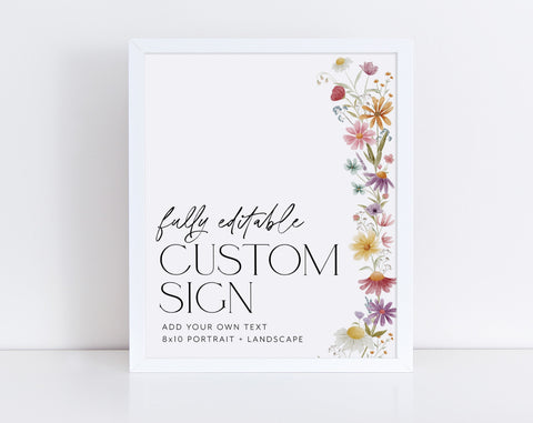Wildflower Bridal Shower Signs 8x10, Editable Signs, Floral Bridal Signs, Printable Bridal Signs, Flower Bridal Custom Signs, Floral Signs