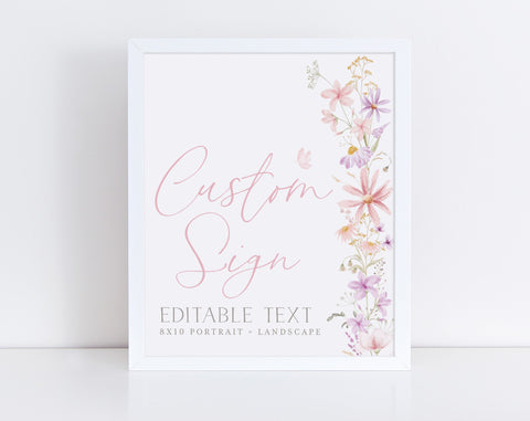 Wildflower Bridal Shower Signs, Love in Bloom Editable Signs 8x10 Custom Sign, Landscape Sign Portrait Sign, Printable Signs, Floral Signs