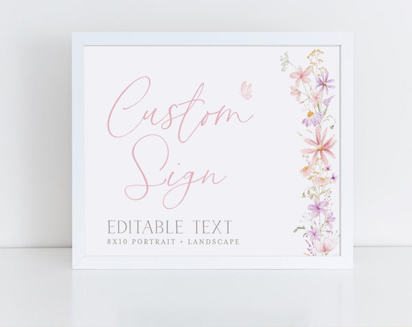 Wildflower Baby Shower Signs, Baby in Bloom Editable Signs 8x10 Custom Sign, Landscape Sign Portrait Sign, Printable Signs, Floral Signs