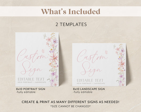 Wildflower Bridal Shower Signs, Love in Bloom Editable Signs 8x10 Custom Sign, Landscape Sign Portrait Sign, Printable Signs, Floral Signs