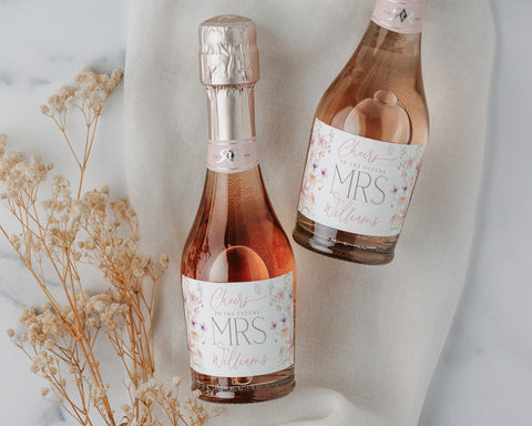 Wildflower Champagne Labels, Bridal Shower Wine Labels, Printable Wine Labels, Champagne Bottle Labels, Floral Mini Champagne Labels Pink