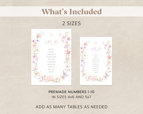 Wildflower Table Numbers, Bridal Shower Table Numbers, Floral Table Numbers, Table Number Template, Printable Table Numbers, Floral Bridal