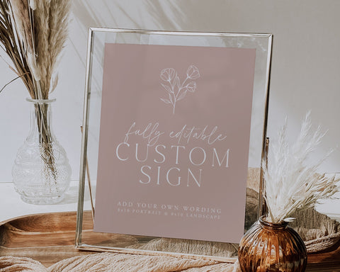 Wedding Sign Template, 8x10 Minimalist Editable Wedding Sign, Printable Signs for Party, Boho Wedding Sign, Editable Wedding Signage, Peyton