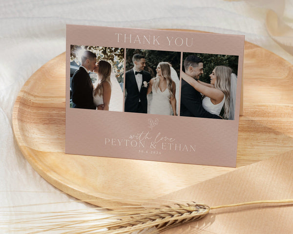 Wedding Photo Thank You, Minimalist Wedding Thank You Card, Photo Thank You Card, Printable Thank You Card, Editable Wedding, Peyton
