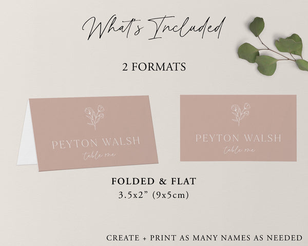 Wedding Place Cards, Minimalist Place Cards, Pink Place Cards, Editable Wedding Escort Card, Flower Place Card, Printable Place Card, Peyton