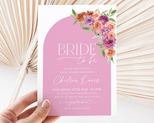 Floral Bridal Shower Invitation, Peach and Lilac Floral Bridal Shower, Bright Floral Bridal Invite Template, Bride To Be Invite, Purple