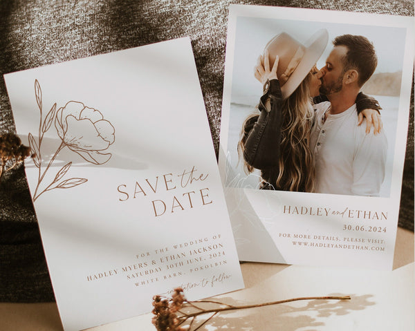 Minimalist Save the Date Template, Photo Save the Date, Botanical Save The Date, Editable Save Our Date, Neutral Save The Date Card, Hadley