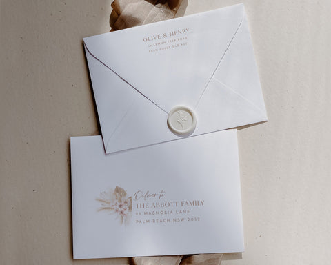 Envelope Template, Printable Envelope Address Template, Boho Wedding Envelope Addressing Editable, Boho Floral Envelope Addressing, Olive